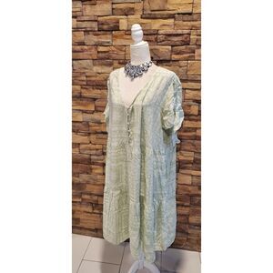 TRUE CRAFT DRESS GREEN SHORT SLEEVE RAYON SIZE 3X